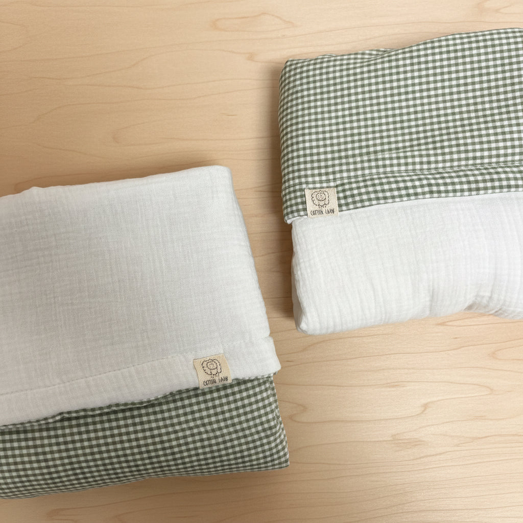 Cozy Cover Primavera cuadrillé verde y blanco