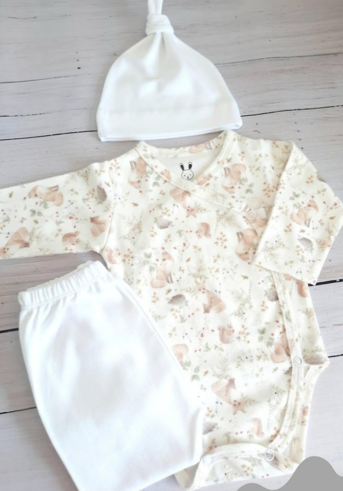 Ajuar Body, pelele y gorro Algodón Pima lobitos